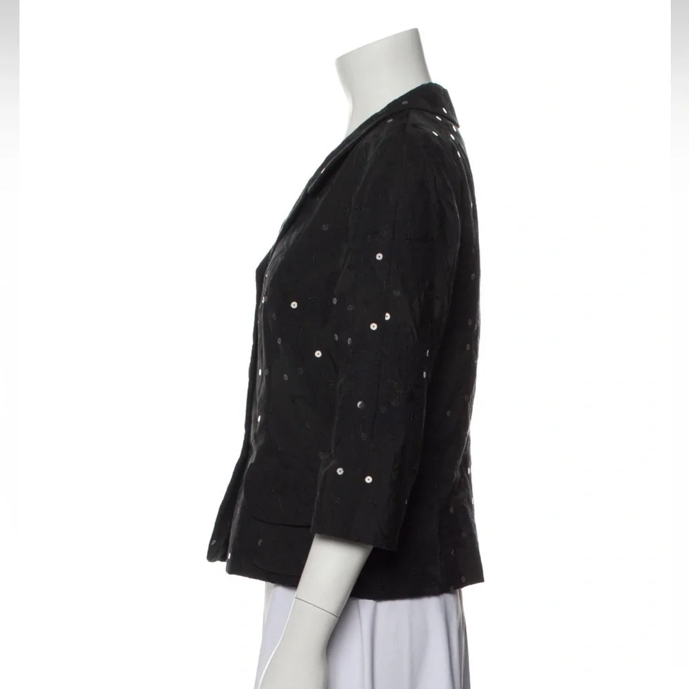 Sônia Bogner womens evening Jacket small Black Sequin Collar shimmer 3/4 sleeve  - Picture 6 of 16